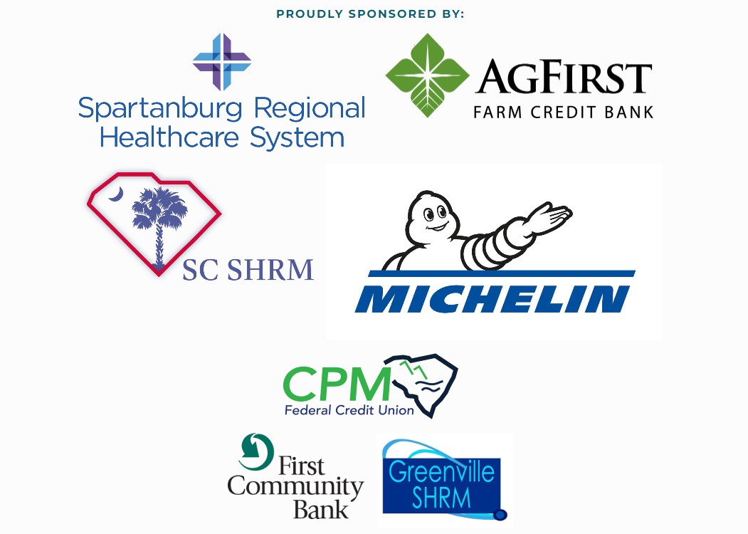 Employer Summit Sponsor logos: Spartanburg Regional Healthcare System, Ag Firts, SC SHRM, Michelin, CPM Federal Credit Union, First Community Bank, Greenville SHRM