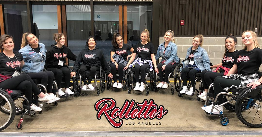 Ten young women in wheelchairs, 