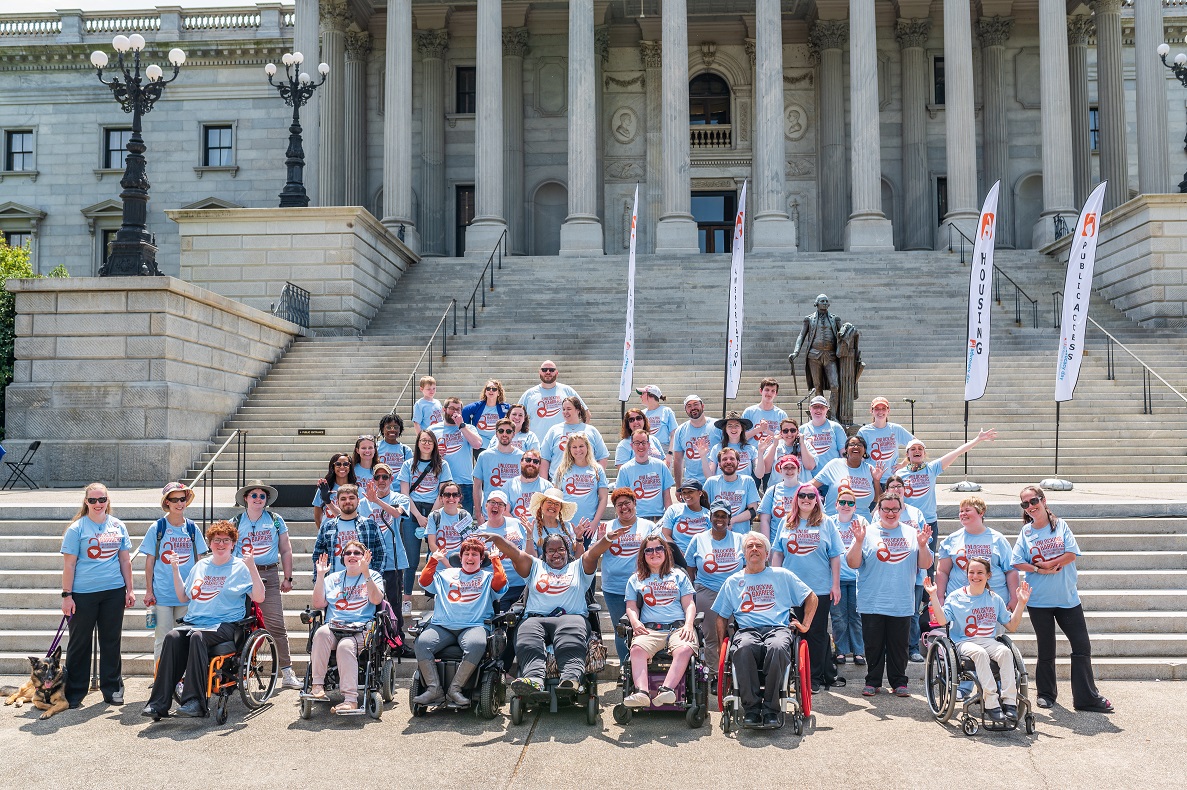 Able SC staff on the steps of the SC statehouse at Advocacy Day 2022