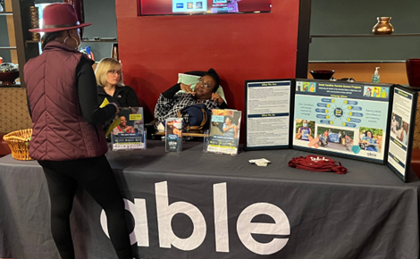 Able SC Disability Health Equity Coordinator, Ebony Deloach & Americorps member, Meghan Bayer promote vaccine safety at a community event hosted by our partner, Healthy Laughter